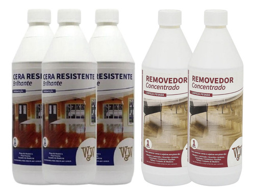 Kit 3 Cera Brilhante Para Madeira + 2 Removedor Concentrado