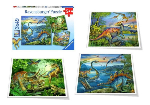 3 Rompecabezas 49 Piezas Dinosaurios Ravensburger