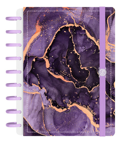 Caderno Iscool Amuleto Marble Violet 140 Folhas Folha Pautada E Sem Pauta Unidade X 1 23cm X 17cm Mármore Cor Roxo