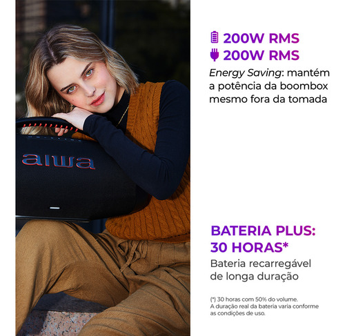 Caixa De Som Boombox Aiwa Aws-bbs-01-b