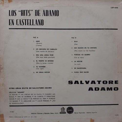 Vinilo Salvatore Adamo (los Hits En Castellano) (Usado)