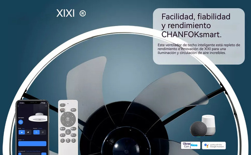 Lampara De Ventilador De Techo Moderno Con Luz Led 50cm, Control Remoto Y Voz, 5 Aspas, Motor Dc Silencioso, 3cct, 6 Velocidades, Reversible Para Interior/exterior