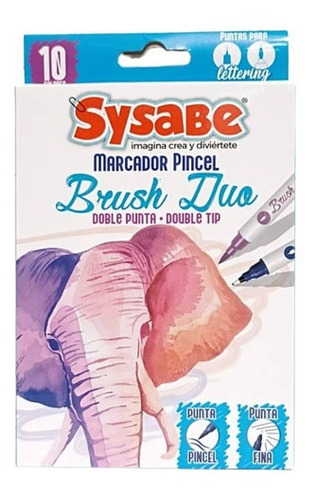 Marcadores Sysabe Brush Duo 10 Unidades ( Doble Punta)