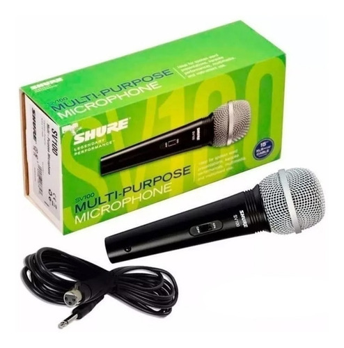 Microfono Shure Sv100 Dinamico Cardioide Profesional + Cable