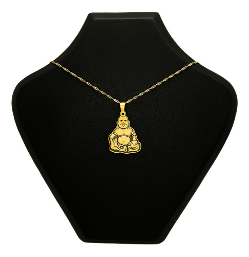 Cadena Y Dije Buda Suerte Abundancia Budismo Oro 18k Amarillo 45 Cm