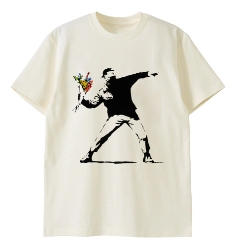 Playera Banksy Flower Thrower - Algodón Open End