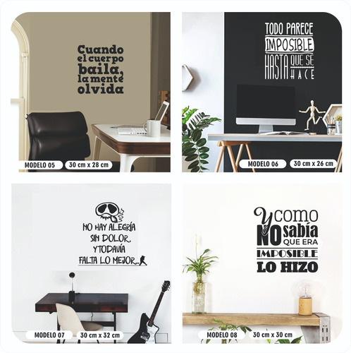 Imagen 5 de 10 de Vinilo Decorativo Frases Pared Vidrio Heladera Espejo Puerta