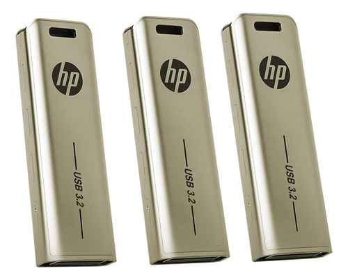 3 Piezas Memoria Flash Usb Hp X796w 64gb Usb3.2 Metálico