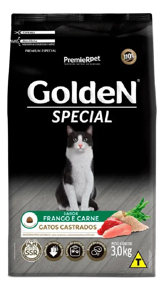 Ração Golden Special Gatos Adulto Castrados Frango/carne 3kg