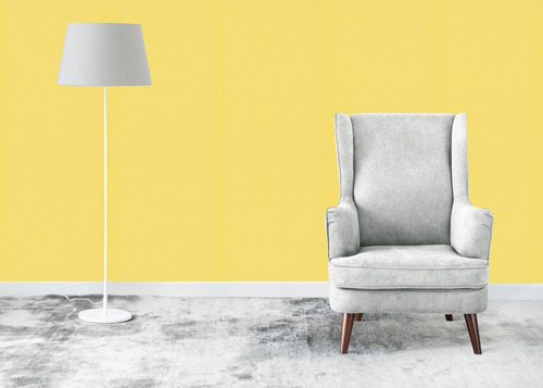Imagen 2 de 3 de Papel Tapiz Amarillo Fuerte Liso - Pegamento Gratis