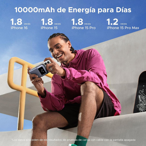 Ugreen Power Bank Inalámbrico 10000mah 20w Pd 7.5w Qi 45327 Color Plateado Plateado