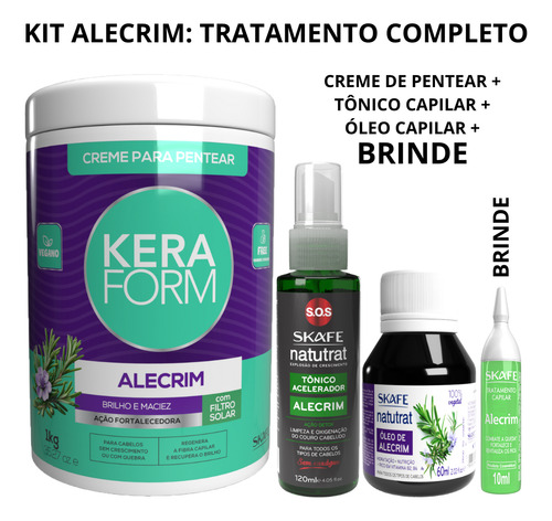 Kit Creme Alecrim+tônico Alecrim+óleo Alecrim+ampola Alecrim