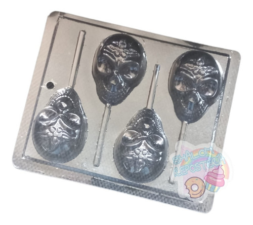 *molde Paletas Chocolate Halloween #6 D 4 Calaveritas Azucar