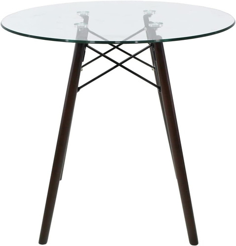 Mesa Eames Dsw Madera Vidrio Redonda 80 Cm - Alto Impacto