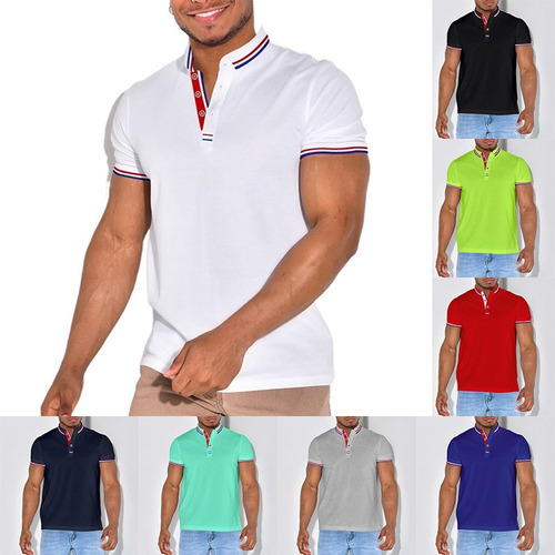 Camiseta De Negocios Ropa Casual Hombre Color Sólido Solapa