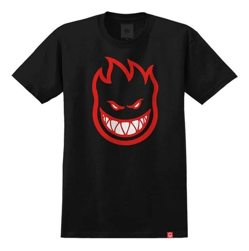 Remera Spitfire Modelo Bighead Fill Negro Rojo Exclusiva