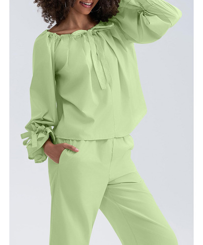 Pantalones Largos De Manga Larga Para Mujer Con Forma De Pij