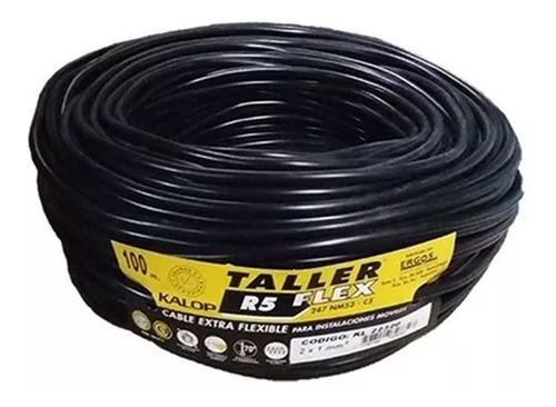 Cable Tipo Taller Kalop 2x1,5mm X100m Normalizado Iram Negro