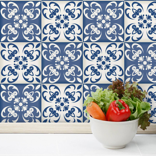 Imagem 2 de 6 de Adesivo De Azulejo Azul Cidade Do Porto 20x20 Cm Com 12un