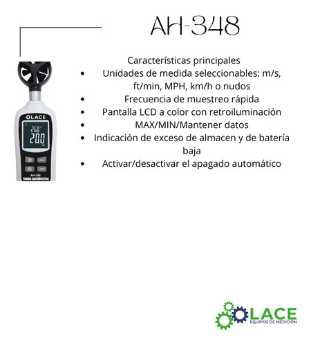 Termo-anemómetro Lace Ah-348