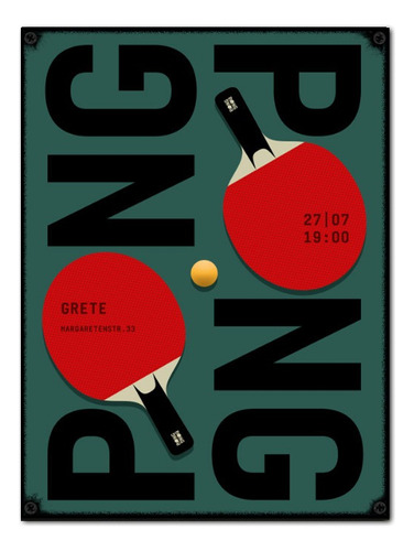 #813 - Cuadro Decorativo Vintage - Ping Pong Poster No Chapa