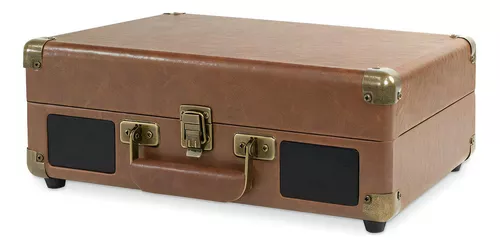 Victrola Tocadiscos portátil de maleta estilo vintage marrón