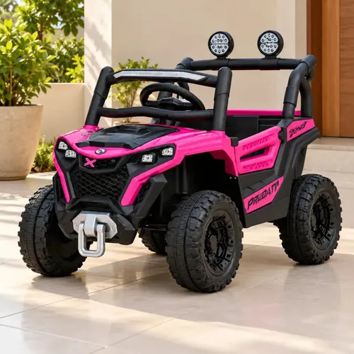 Carro Jipe Elétrico Infantil Controle Remoto Pedal Sons Cor Rosa Brinquei 4.8