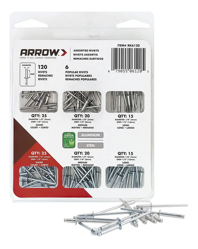 Arrow Rk - Kit Surtido De Remaches Para Reparación De Meta.
