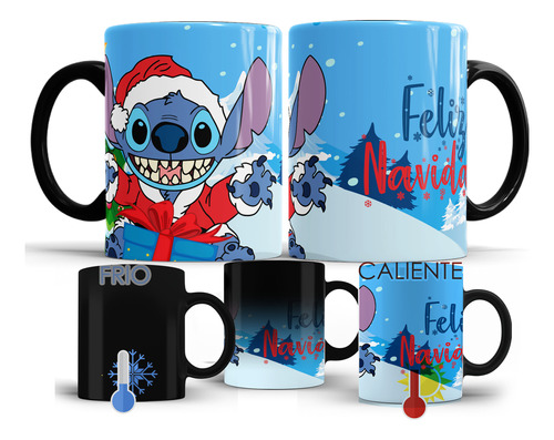 Taza Mágica Navideña De Stich Personalizada M302