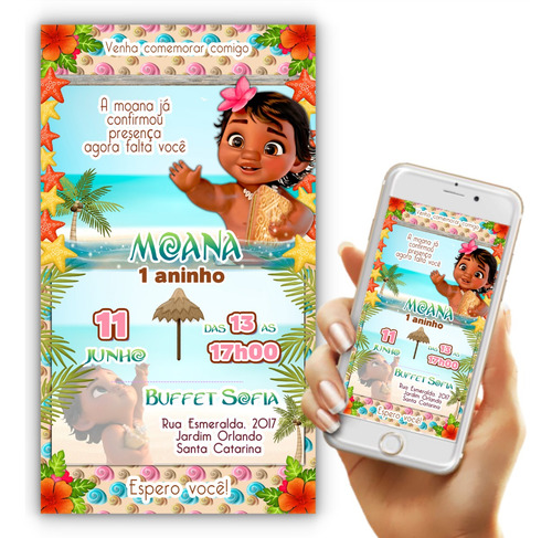 Convite Digital Moana Baby