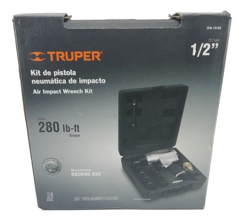 Pistola Neumática De Impacto Cuadrante De 1/2 + Copas Truper