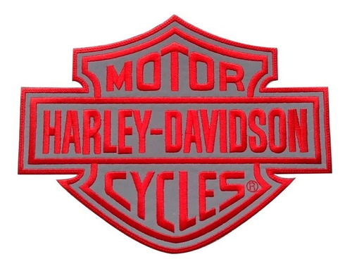 Parche Bordado Logo Harley Davidson Rojo Con Reflectivo 