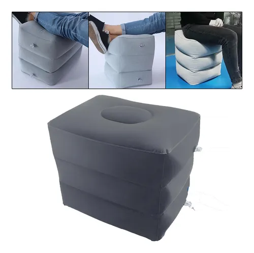 Reposapiés Inflable De 3 Capas, Almohada Gris Oscuro