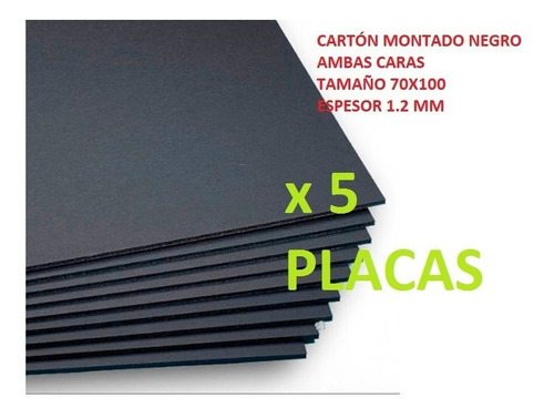 5 Carton Montado Artistico 70x100 Negro Ambas Caras 1.2 Mm