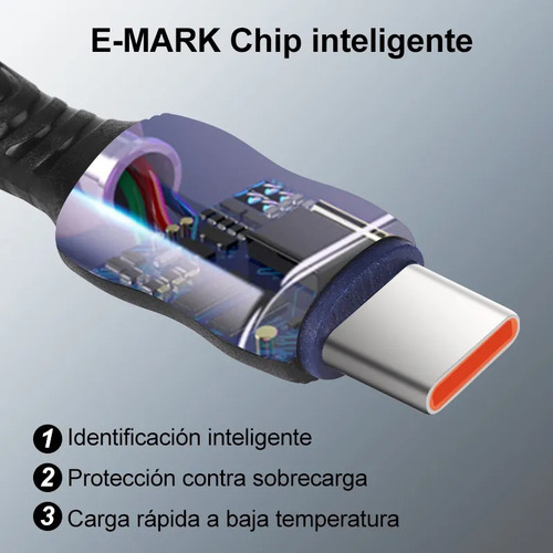 Hu Cable Tipo C Carga Rapida Cable Usb Datos Transfer 5v 3a