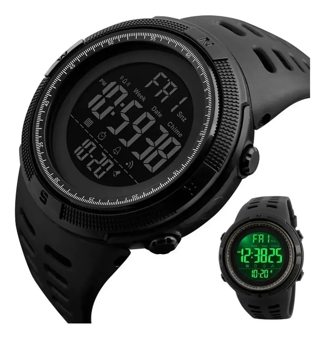 Relógio Digital pulso Skmei 1251 Masculino Esportivo à Prova D'água 5atm Com Cronômetro, Alarme, Duplo Horário E Pulseira De Silicone, Preto Bezel Relógio Para Treinamento Ao Ar Livre