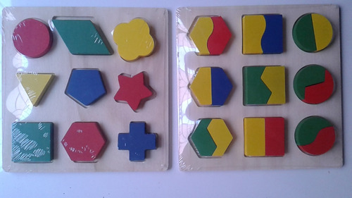 Pack De 10 Encajes, Figuras Geometricas De Madera