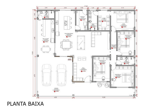 Imagem 7 de 9 de Planta De Casa 4 Quartos - Projeto Arquitetônico Completo