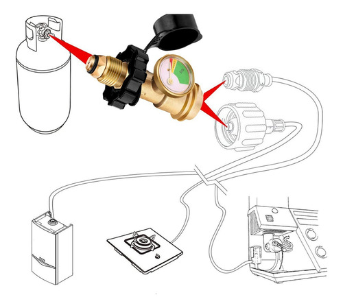 Adaptador Universal Para Tanque De Propano Con Manómetro Que