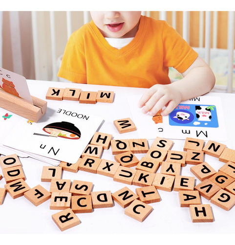 Jogos De Soletrar, Brinquedo De Letras De Madeira Combinando