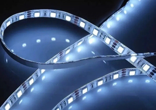 Imagen 4 de 5 de Cinta Luz Led Blanco Frio Adhesivas 12v + Adaptador 220 5mt