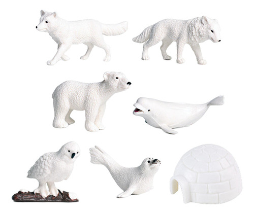 2 Mini Estatuas De Animales Del Ártico, Modelo Pequeño