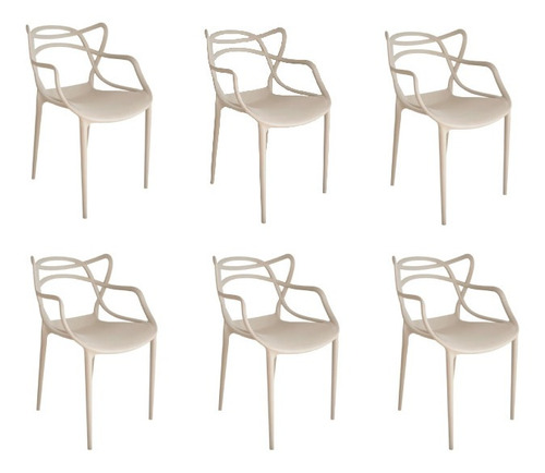 Cadeira de jantar Elidy Allegra, estrutura de cor  nude, 6 unidades