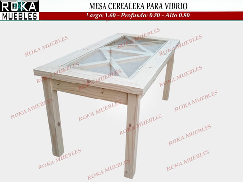 Imagen 2 de 2 de Mesa De Comedor Para Vidrio Cerealera 160x80 Pino Roka