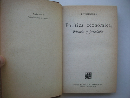 Política Económica - Principios Y Formulación - Tinbergen
