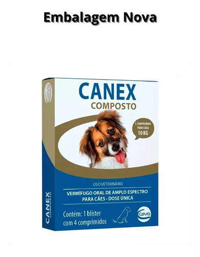 Canex Composto Vermífugo 4 Comprimidos Dose Única