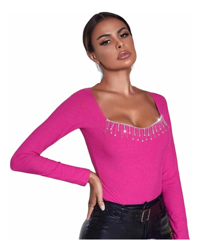 Blusa Rosa Con Brillantes