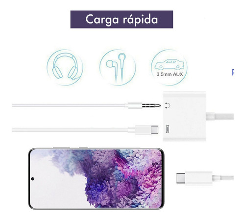 Adaptador Usb Tipo C 3.5 Dual Audio Carga