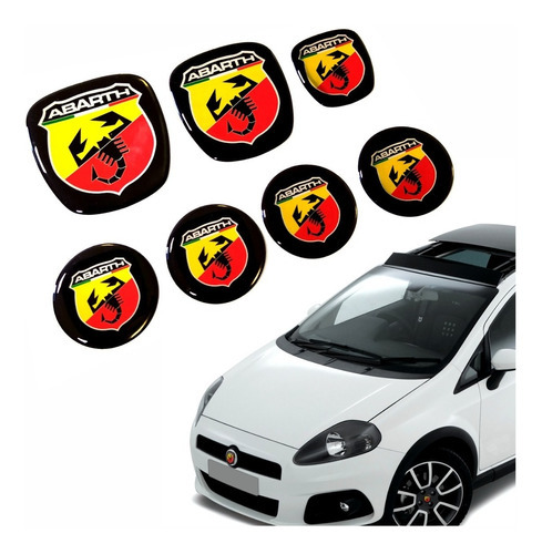 Adesivo Emblemas Fiat Punto Abarth Volante Roda Relevo Res31