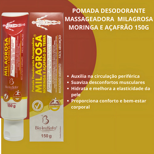 Kit 12 Bio Instinto Moringa y Cúrcuma Pomada de Masaje Milagrosa alivia la sensación de cansancio tras las molestias musculares